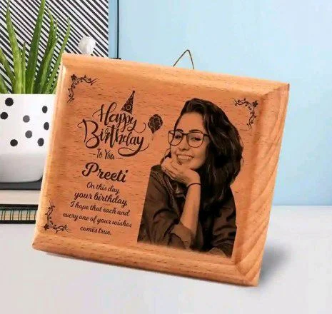 Customized Wooden Engraved Photo Frame | Personalized Birthday Gift with Photo & Name