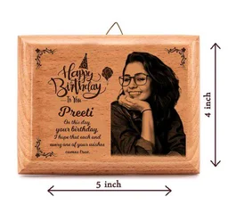Customized Wooden Engraved Photo Frame | Personalized Birthday Gift with Photo & Name