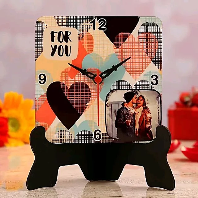 Customized Couple Photo Table Clock | Personalized Love Frame Desk Clock Gift
