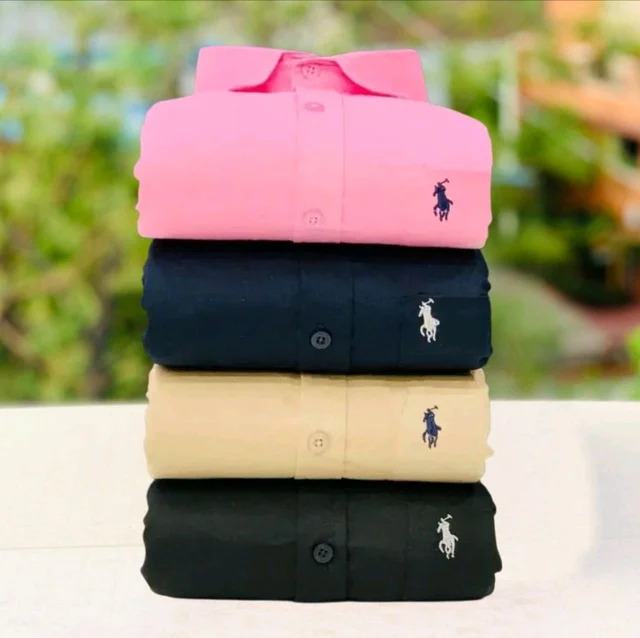 RL Polo Men's Plain Shirt Combo - Pack of 4 | Premium Cotton | Casual & Formal Wear - XL-42