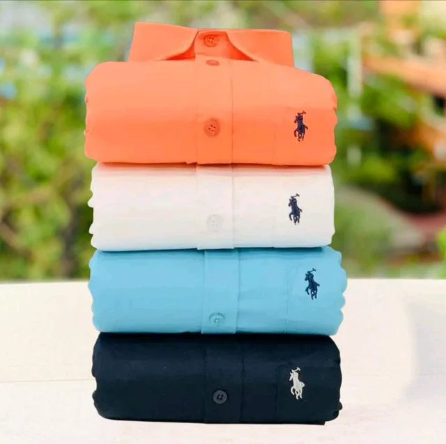 RL Polo Men's Plain Shirt Combo - Pack of 4 | Premium Cotton | Casual & Formal Wear - L-40
