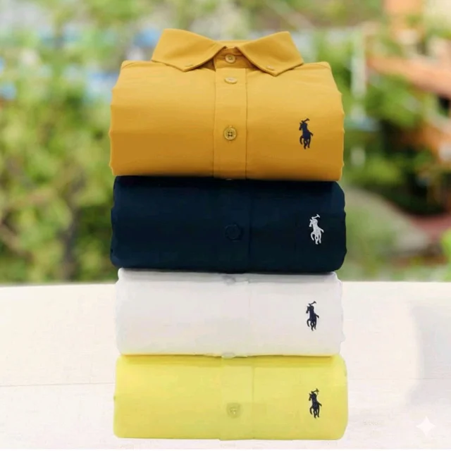 RL Polo Men's Plain Shirt Combo - Pack of 4 | Premium Cotton | Casual & Formal Wear - XXL-44