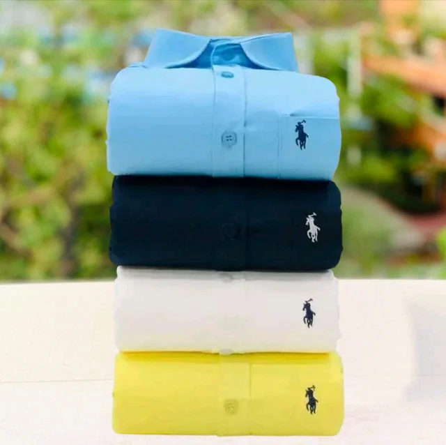 RL Polo Men's Plain Shirt Combo - Pack of 4 | Premium Cotton | Casual & Formal Wear - L-40