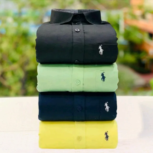 RL Polo Men's Plain Shirt Combo - Pack of 4 | Premium Cotton | Casual & Formal Wear - L-40