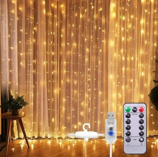 10 row warm curtain led with remote