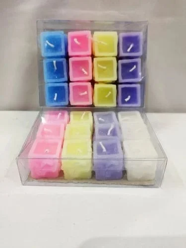 New square shaped floating wax candles pack of 12