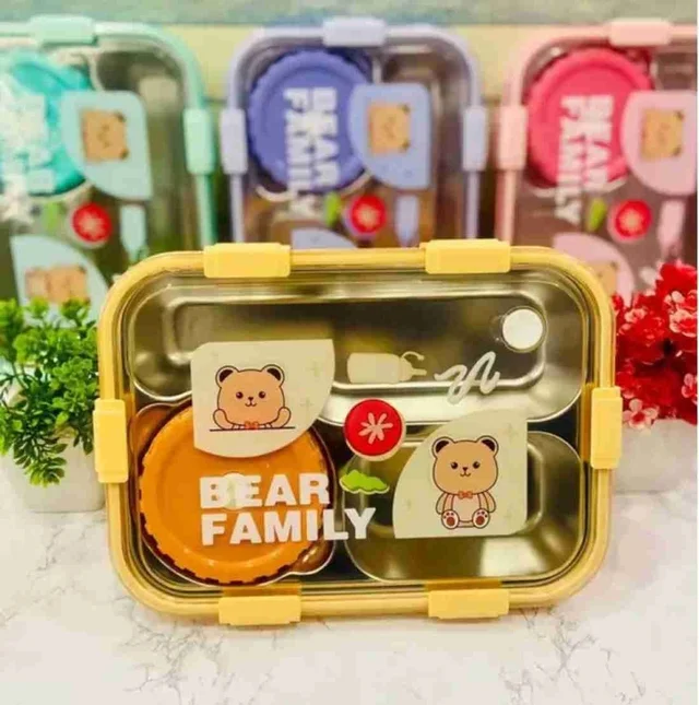 Teddy bear steel lunch boxes with extra small box