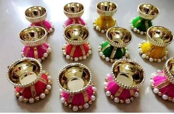 Mini metal katori diya