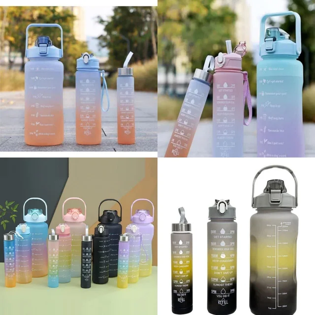 Homeoculture Combo of 3 stay hydrated bottles Small 300 ml Medium 900 ml Big 2000 ml