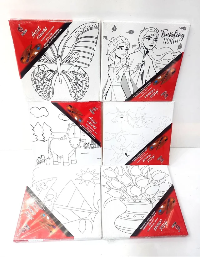 Homeoculture 25x25 cm multi design canvas with painting colors and brush