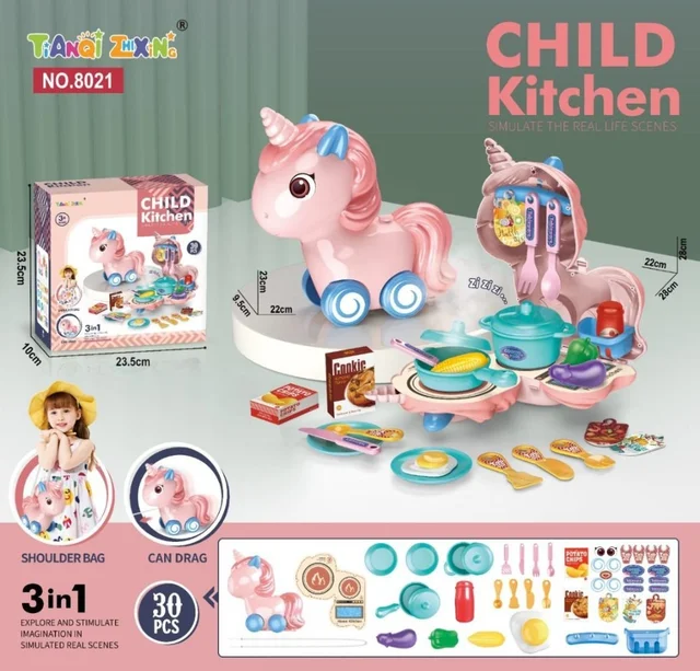 Homeoculture Unicorn child kitchen game 3 in 1 action