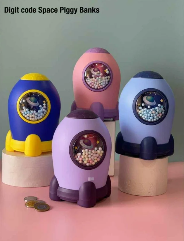 Digital code space theme piggy banks.. Super quality Blister box packing -