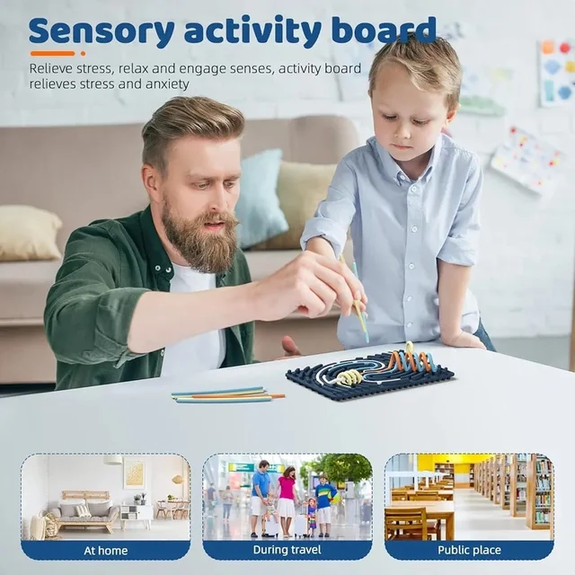 Sensory Activity Board: Double-Sided Silicone Fidget Toy for Kids & Adults | Silent, No Mess, Calming for Anxiety, ADHD & Autism | Portable with Travel Bag & 20 Strings | Ages 3+ Price 185 plus shipping Buy 12 pcs @150 each
