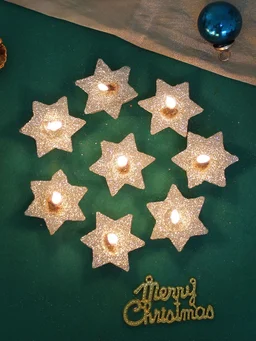 New star glitter wax candles pack of 8 pcs