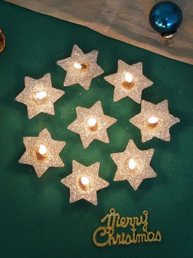 New star glitter wax candles pack of 8 pcs
