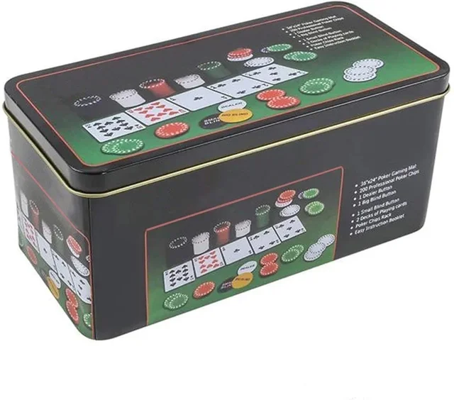 200 Chips Poker Set for Adults with Mat, 2 Decks Playing Cards, 1 Dealer Button, 1 Big Blind, 1 Small Blind Button (Texas Hold Em Poker for Adults) pls note shipping weight of this box is 2.5 kg