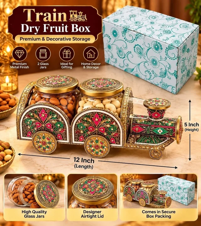 New 2 compartment rajwada dry fruit box