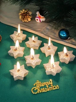 New star glitter wax candles pack of 8 pcs