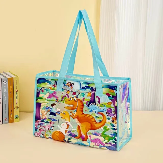 Holographic tote bags with zip 17 Inches - Dino