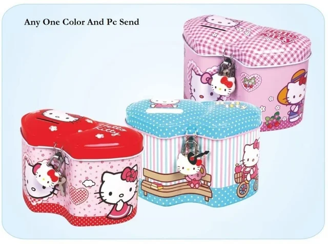 New metal piggy bank with lock and key