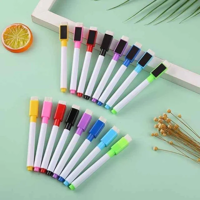 Magnetic white board marker with duster pack of 10 pcs