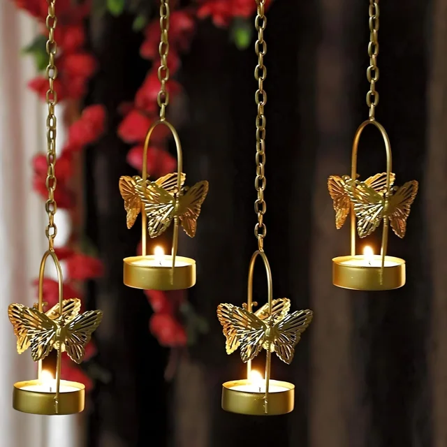 Hanging butterfly tealight holder