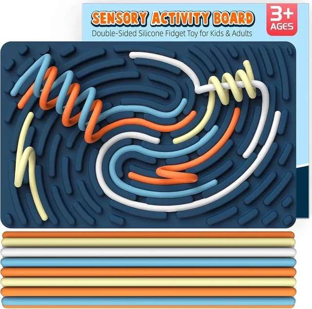 Sensory Activity Board: Double-Sided Silicone Fidget Toy for Kids & Adults | Silent, No Mess, Calming for Anxiety, ADHD & Autism | Portable with Travel Bag & 20 Strings | Ages 3+ Price 185 plus shipping Buy 12 pcs @150 each
