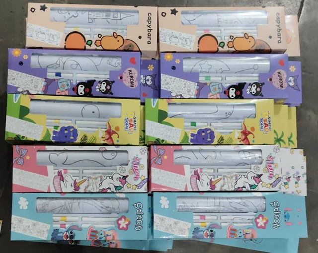 Now 5 designs are available Coloring roll with acrylic markers in premium box packing