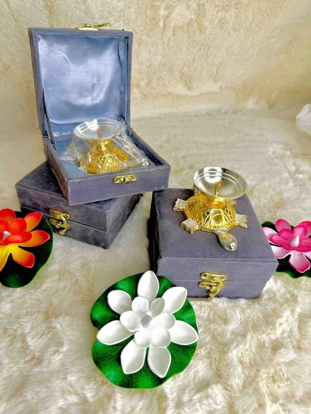 Swastik diya or Tortoise diya in premium box packing.Material metal