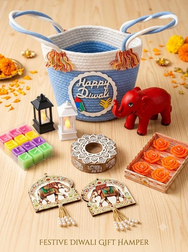 Happy diwali jute bag hamper
