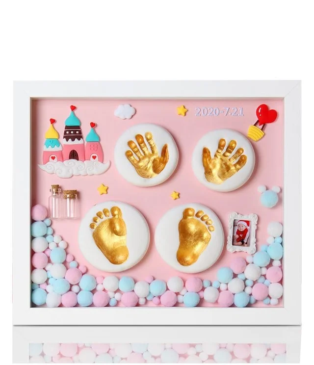 Baby Clay Hand and Foot Printing Kit with Frame for 0-5 Year Old (Decorative Accessories Included) | New Born Baby Kids Gifts | First Birthday