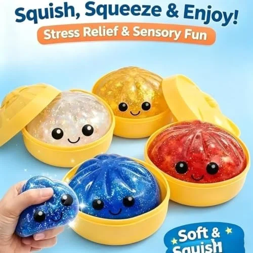 Cute Glitter Dumpling Squishy Toy Soft Slow Rising Stress Relief Squeeze Toy for Kids and Adults - 12