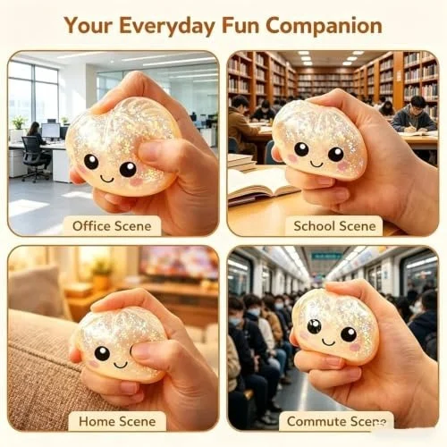 Cute Glitter Dumpling Squishy Toy Soft Slow Rising Stress Relief Squeeze Toy for Kids and Adults - 12