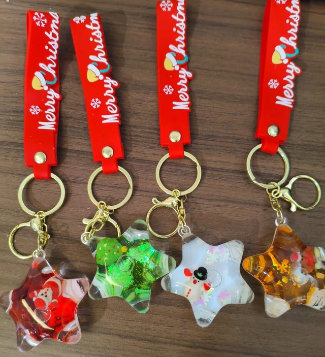 Star shaped water keychains in Christmas theme
