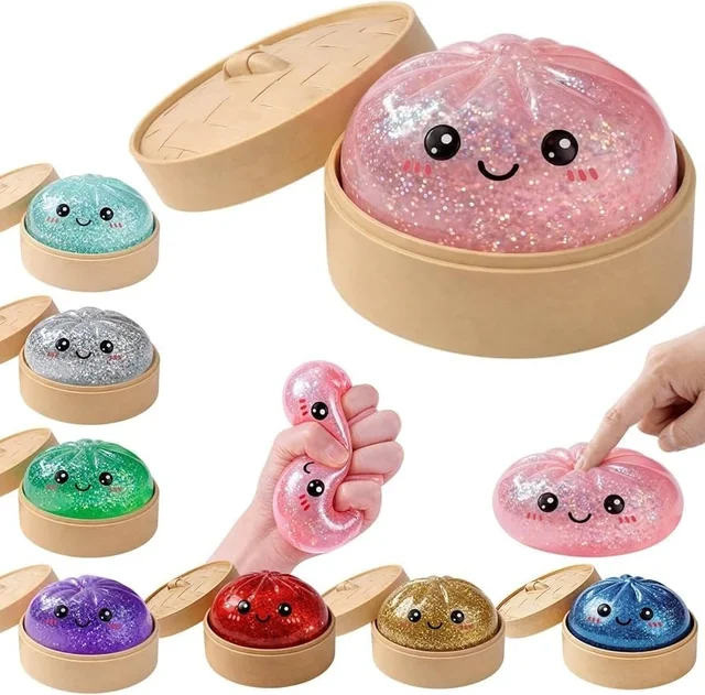 Cute Glitter Dumpling Squishy Toy Soft Slow Rising Stress Relief Squeeze Toy for Kids and Adults - 12