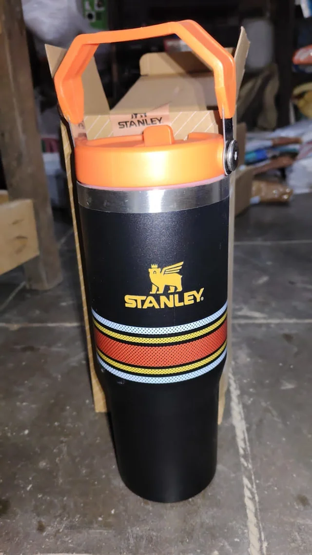 Stanley IceFlow Stainless Steel Tumbler - Vacuum Insulated Water Bottle for Home, Office or Car Reusable Cup with Straw Leak Resistant Flip Cold for 12 Hours or Iced for 2 Days, Plum Stripe, 30OZ - Black Orange, Wood Bark
