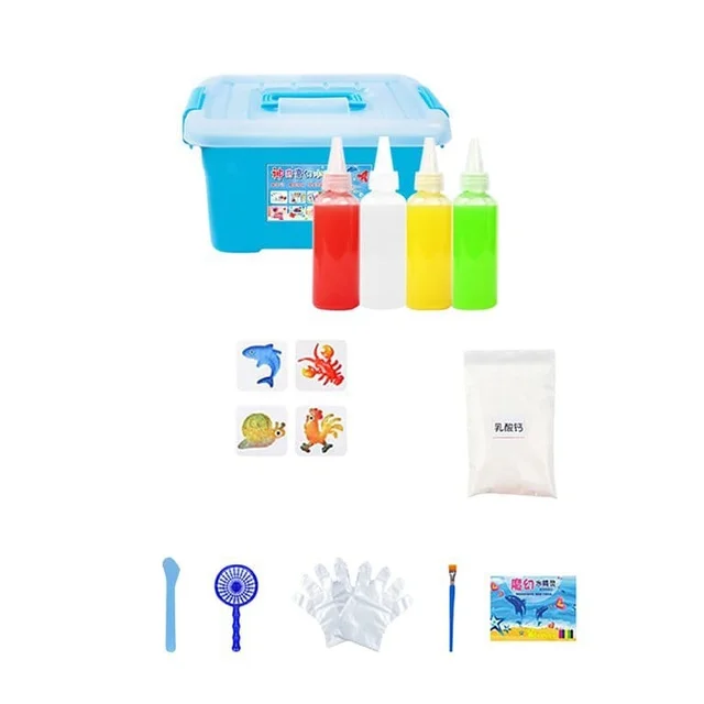 Diy Colorful Magic Jelly 3d mold making toy kit for kids* Kit contains 4 random color random molds 4 60 ml bottle 1 Brush 1 Spatula 1 Sieves 1 packet of elf tablet 1 box
