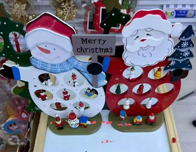 New big size wooden decorative pc with mini toys