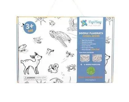 New doodle mats diy kit Reusable 2 themes available vehicle and animal Included in box are 2mats and markers - Animal