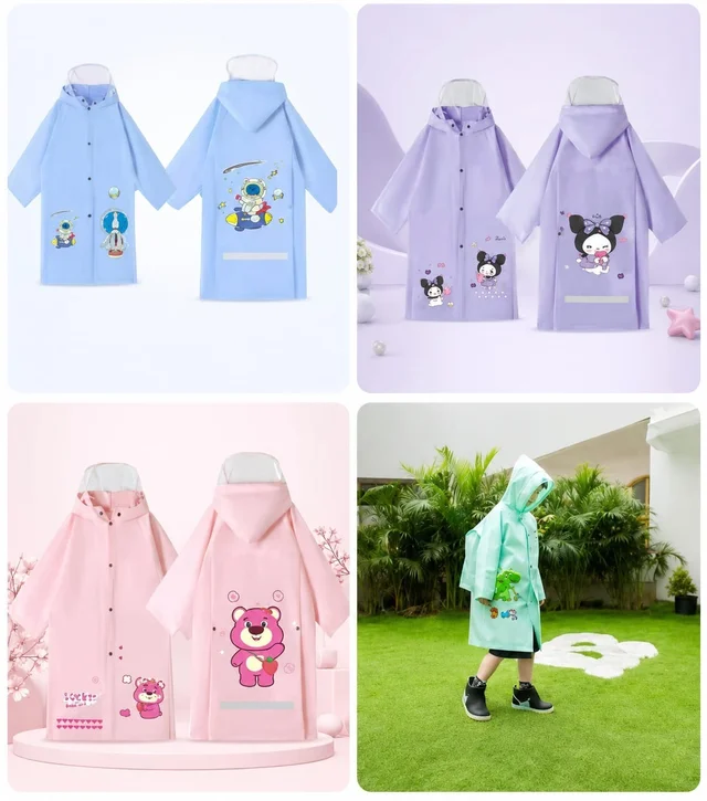 Homeoculture Kids Hooded Raincoat with Hood Visor & Storage Bag | Waterproof Printed Rain Jacket for Boys & Girls | Lightweight School Rainwear for Young Kids & Tweens