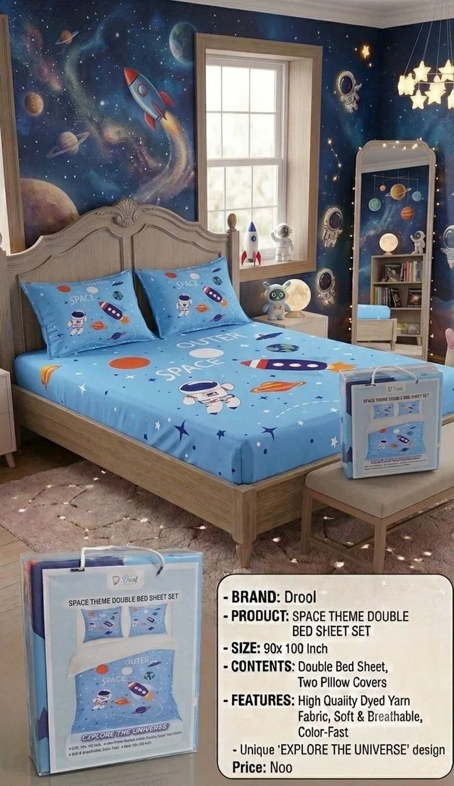New arrival Unicorn and space double bed sheet