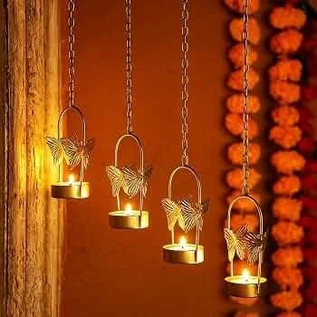 Hanging butterfly tealight holder