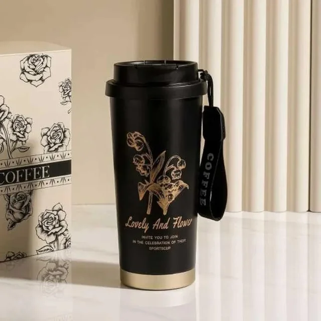 Tumbler, Flask for Tea Coffee, Insulated Coffee Mug, Coffee Tumbler, Double Wall Vacuum Insulated Mug, Coffee Mug with Leakproof Lid 530 ml Stainless steel