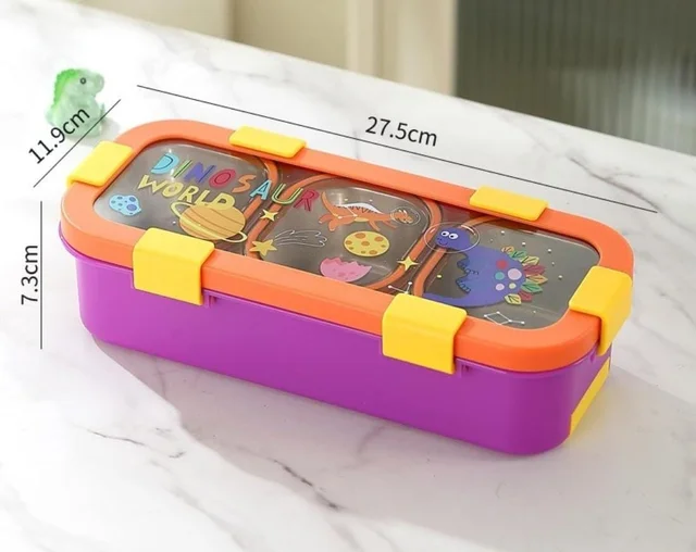 Bento Lunch Box - Leak-Proof 3-Compartment with Removable Tray