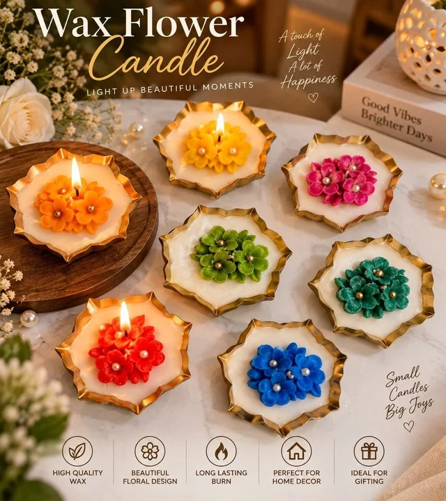 Premium quality metal urli candle with flower in single pc box packing