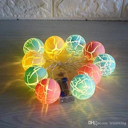 Cracked pattern string lights in 5 different patterns 10 pc in each string(example 10balls/stars)