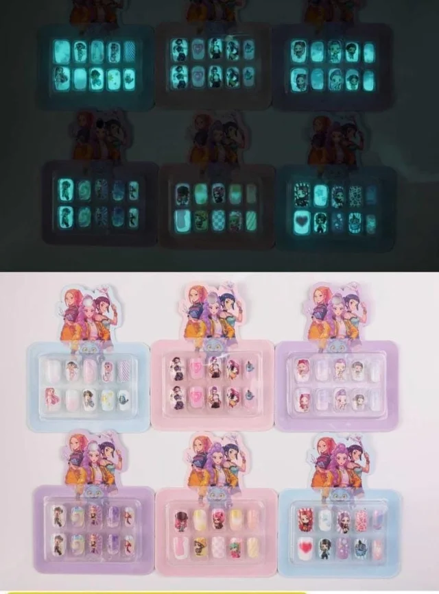 New glow in the dark nail set in kpop theme - 1