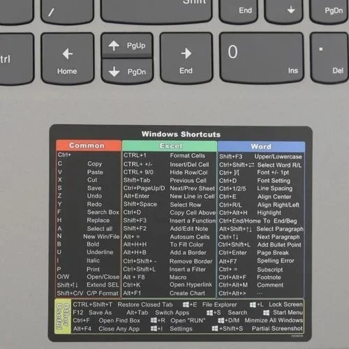 Microsoft Shortcut Sticker Quick Reference Guide - Keyboard Shortcut Stickers for PC/Laptop, Easy Apply, No Residue, Windows Keys Sticker LabelsMicrosoft Shortcut Sticker Quick Reference Guide - Keyboard Shortcut Stickers for PC/Laptop