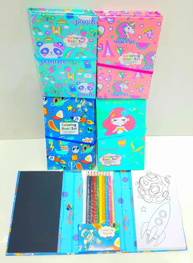 Multi designs coloring book and scratch book diary ( scratch book and coloring book ) Coloring book now available with scratch page on one side and coloring pages on other