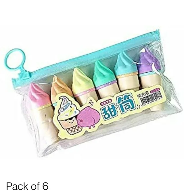 Softy icecream highlighter set of 6 for kids